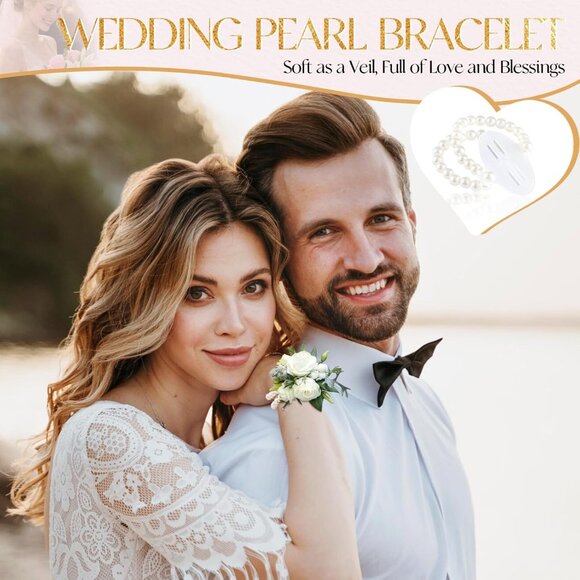 Handmade Pearl Wristlet Bands - 4 Count for Stylish Occasions & Celebrations - Picture 4 of 9